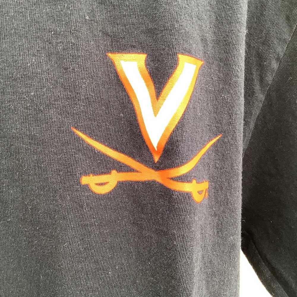 Adult Champion Virginia Cavaliers 100% Cotton Short Sleeved Logo Tee Navy Medium - Picture 4 of 8